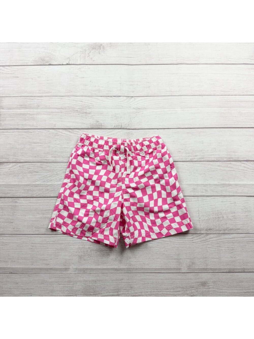 Hanna Andersson Pink White Checked Swim Shorts Boys Elastic Waist Upf 50+ 5